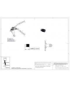 Set of (6) Hipshot SK1 Black Knurled Guitar Tuner Buttons, 6B1IND-B