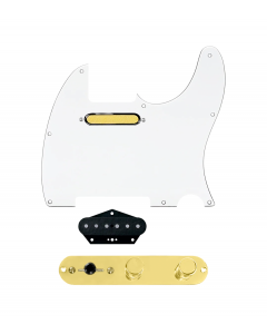 920D Custom Gold Foil Loaded Pickguard for Tele With White Pickguard and T4W-G Control Plate