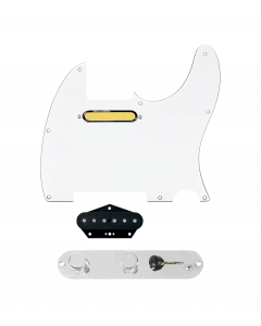 920D Custom Gold Foil Loaded Pickguard for Tele With White Pickguard and T4W-REV-C Control Plate