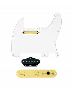 920D Custom Gold Foil Loaded Pickguard for Tele With White Pickguard and T4W-REV-G Control Plate